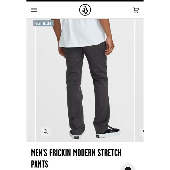 Volcom MEN'S FRICKIN MODERN STRETCH PANTS 34 x 32 charcoal chino skate NWT - Picture 2 of 11